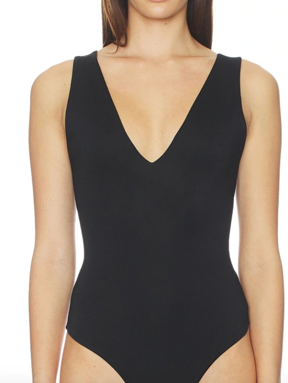 Express V-neck bodysuit, sleeveless, black, XS